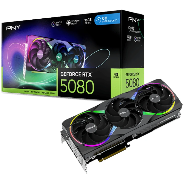 PNY GeForce RTX 5080 16G GDDR7 EPIC-X ARGB OC Graphics Card