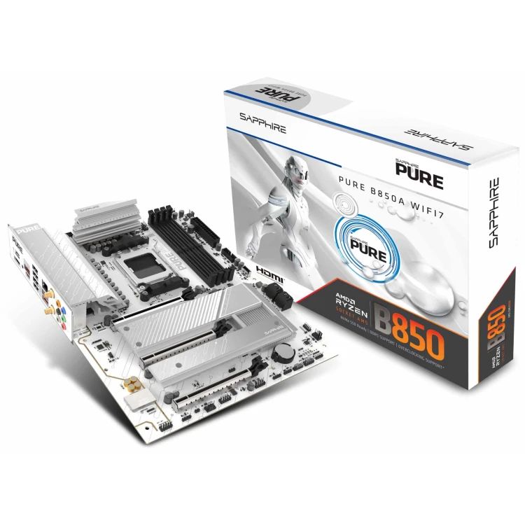 Sapphire PURE B850A WiFi7 DDR5 ATX Motherboard (4 DIMM)