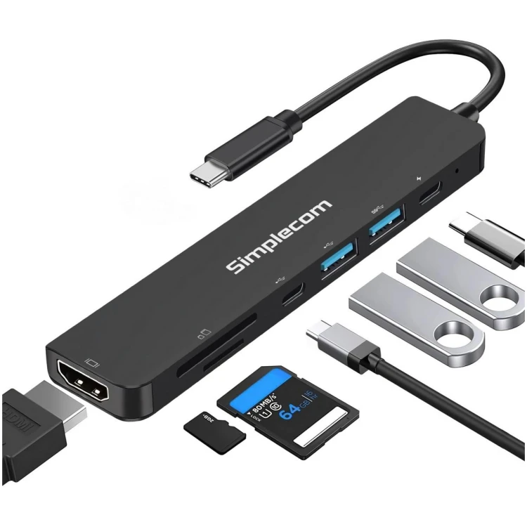 Simplecom CH547 USB Type-C 7-in-1 Hub/Docking Station with HDMI+PD+SD Card
