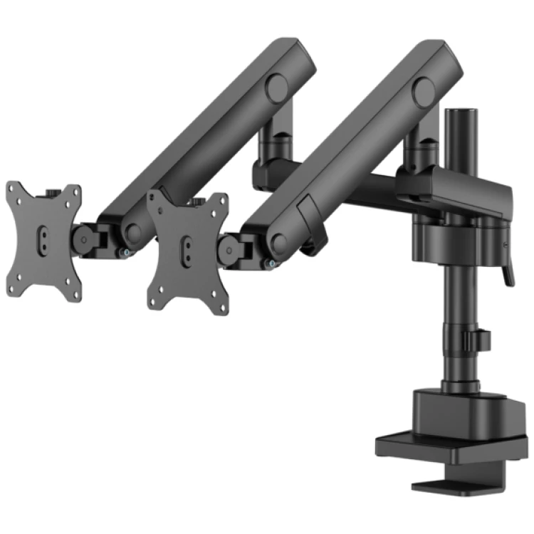NFINITY Black Dual Screen Pole-Mounted Heavy-Duty Mechanical Spring Monitor Arm support 17”-40”, up to 12kg - INF752-C024P