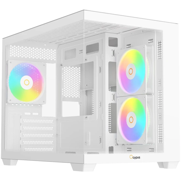 Ocypus Gamma C54 mATX Mid Tower Case with 3xARGB Fans (White)
