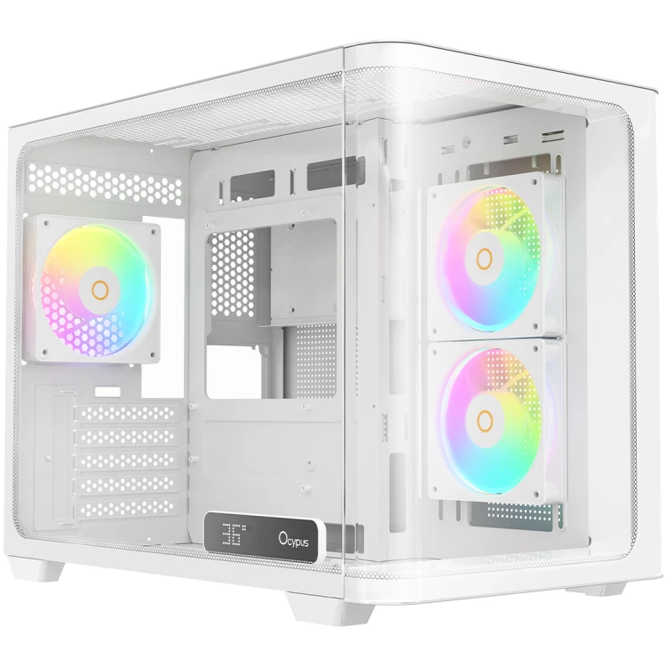 Ocypus Iota C50 Curve Digital mATX Mid Tower Case with 3xARGB Fans (White)