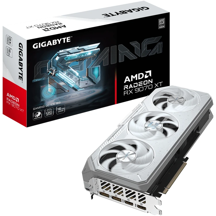 Gigabyte Radeon RX 9070 XT Gaming OC ICE 16G GDDR6 Graphics Card