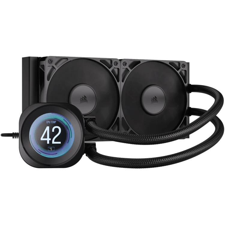 Corsair Nautilus 240mm AIO with LCD Display, 2xRS120 (Black) fans