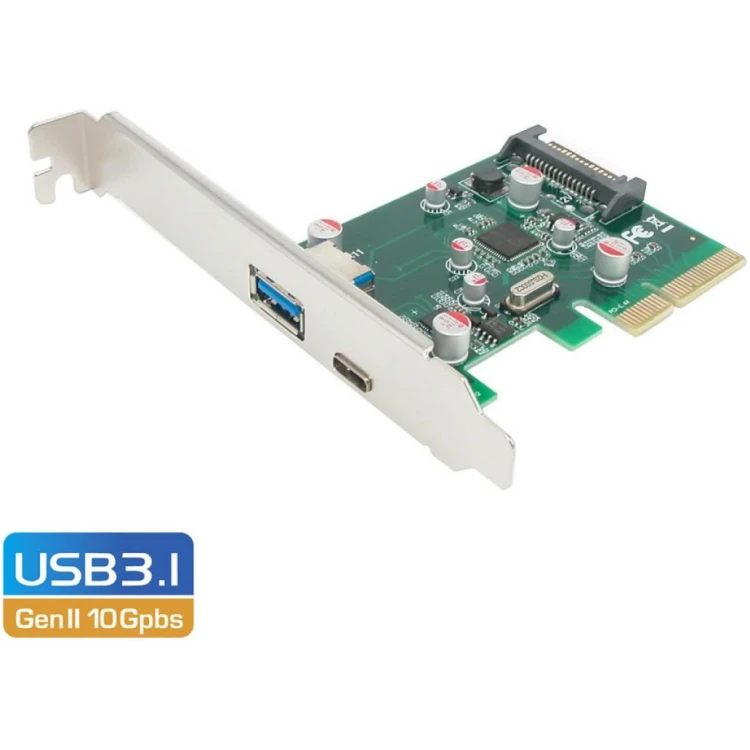 Simplecom PCIe 2 Port USB 3.1 Gen 2 10Gbps Type-C+TypeA Expansion Card
