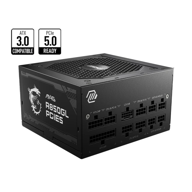 MSI A850GL 850W (16-pin native) 80Plus Gold Rated Power Supply, Fully Modular