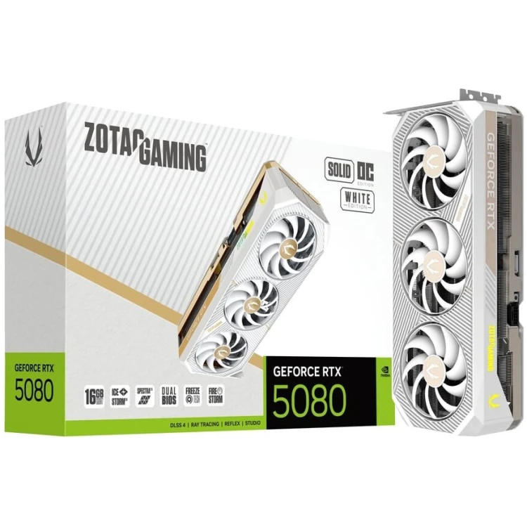ZOTAC GeForce RTX 5080 16G GDDR7 Solid Core OC Graphics Card (White)