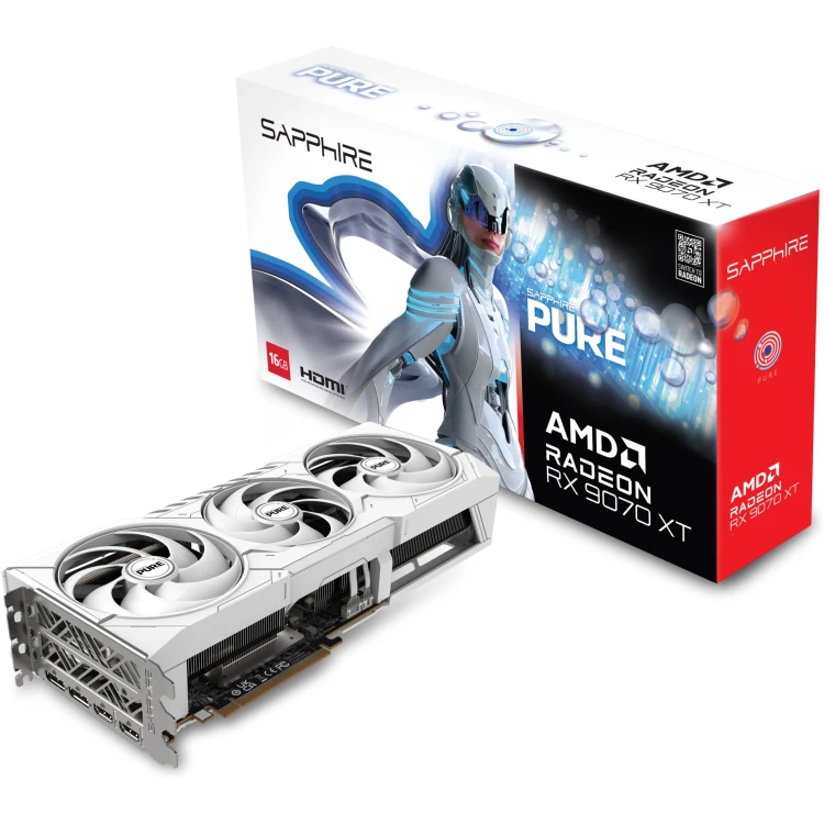 Sapphire PURE Radeon RX 9070 XT Gaming 16G GDDR6 Graphics Card (White)