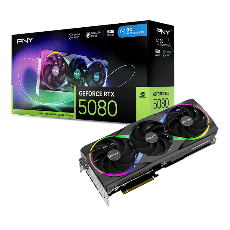 PNY GeForce RTX 5080 16G GDDR7 EPIC-X ARGB OC Graphics Card