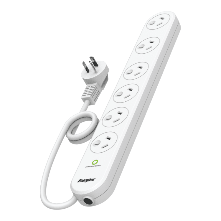 Energizer 6 way power board with surge protection