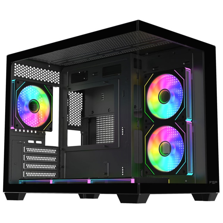 FSP S342 ARGB mATX Case 6x120mm ARGB Fans (Black)