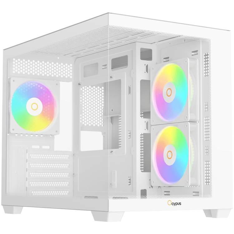 Ocypus Gamma C54 mATX Mid Tower Case with 3xARGB Fans (White)