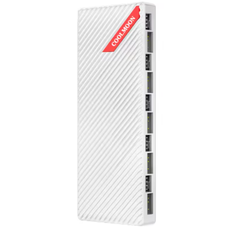 Coolmoon 10 Port PWM and ARGB Fan Hub/Controller (White)