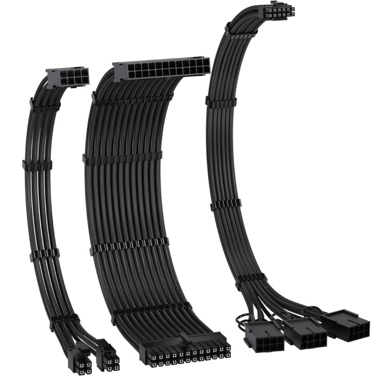 Sleeved Cable Kit (12VB) 1xATX, 1xEPS, 1x16pin-3x8pin PCIe (Black)