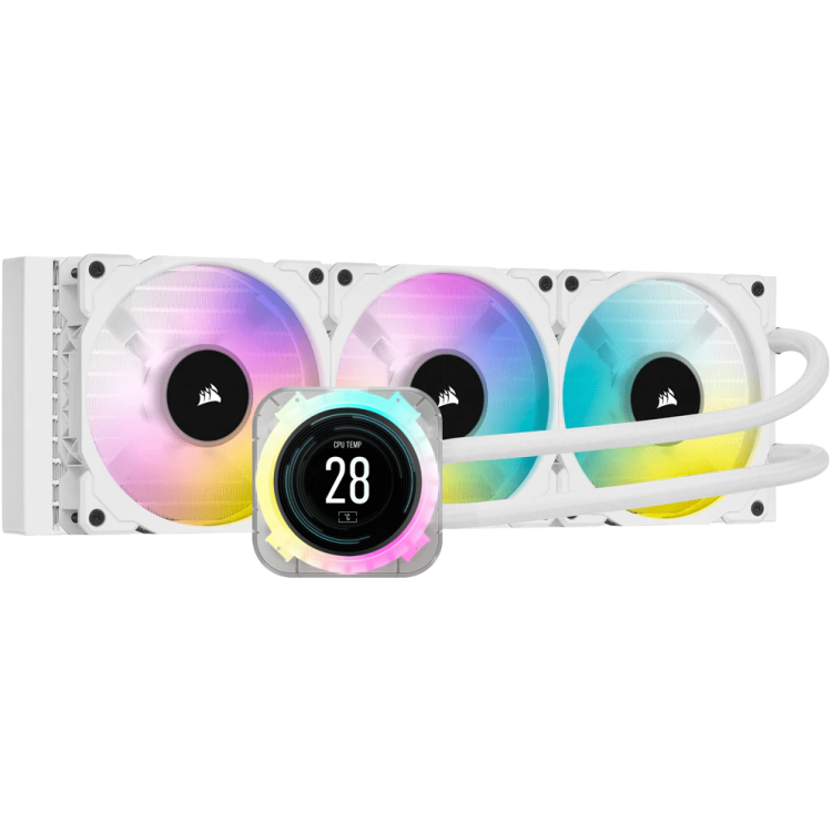 Corsair iCUE H150i Elite LCD 360mm AIO with 3xML120 fans (White)
