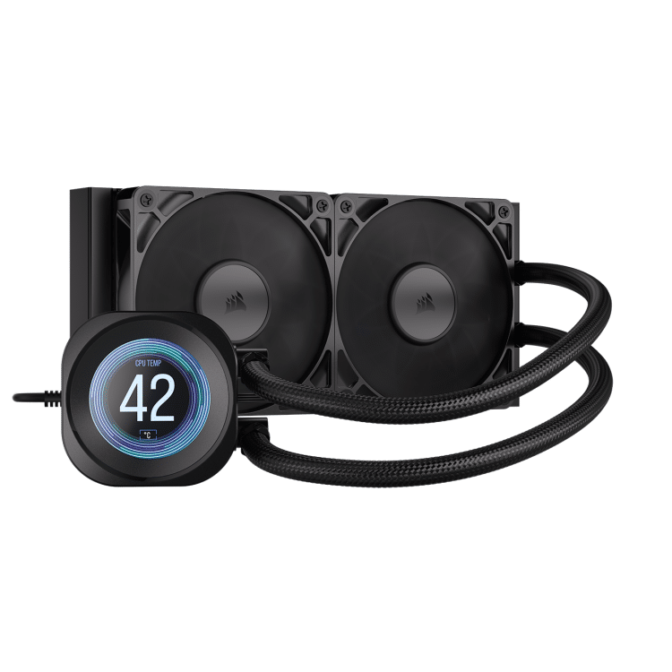 Corsair Nautilus 240mm AIO with LCD Display, 2xRS120 (Black) fans