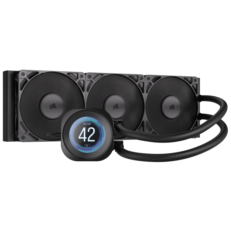 Corsair Nautilus 360mm AIO with LCD Display, 3xRS120 (Black) fans