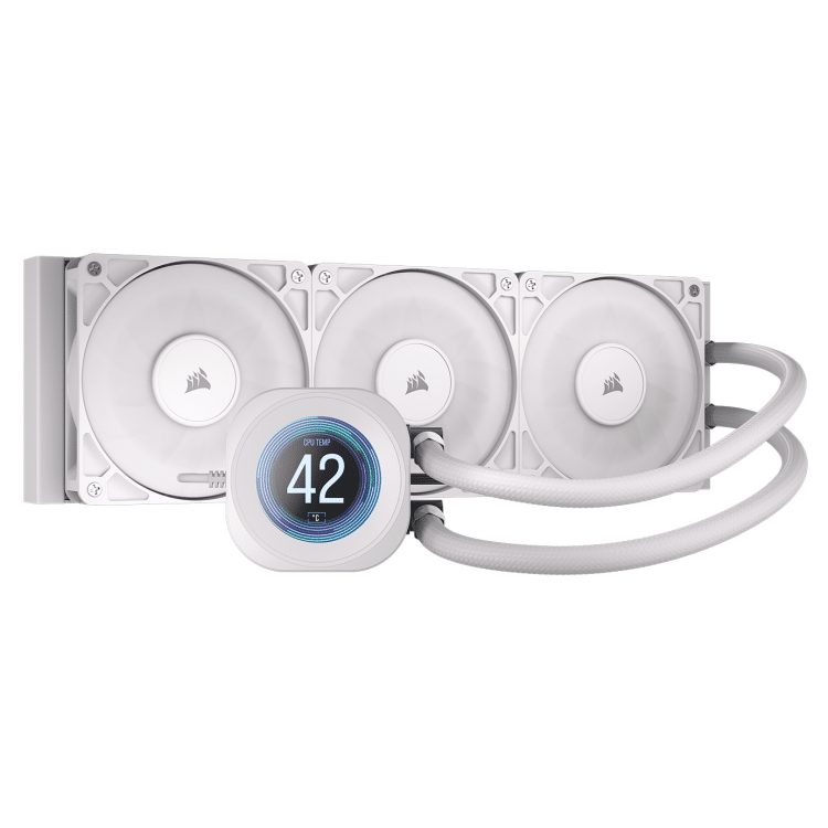 Corsair Nautilus 360mm AIO with LCD Display, 3xRS120 (White) fans