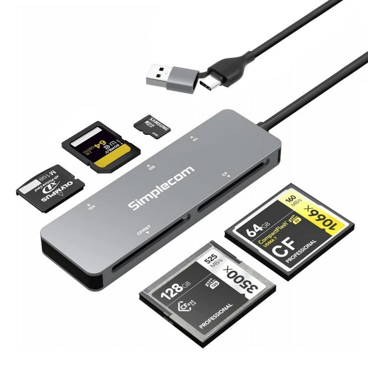 Simplecom USB 3.0 and USB-C multi-card reader (Micro/SD/XD/CF/CFast)