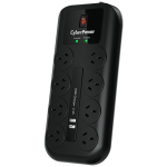 CyberPower 8 way power surge filter with 2xUSB charge ports