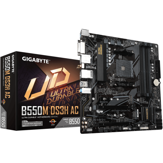 Gigabyte B550M DS3H AC mATX Motherboard (4 DIMM)