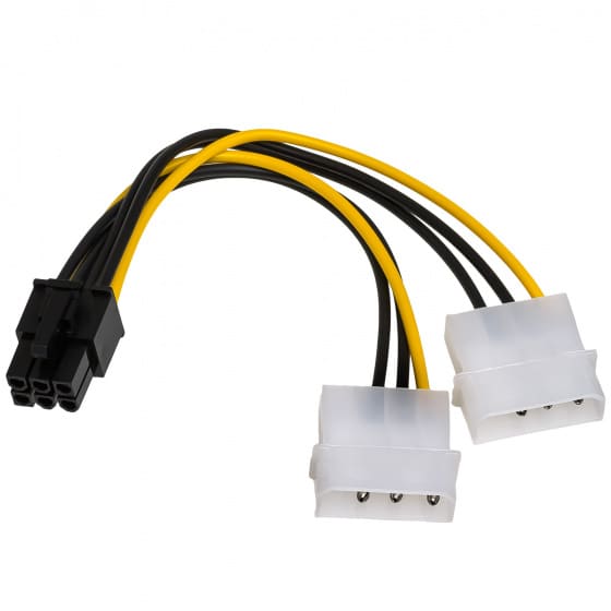 2x Molex to 6-Pin PCIe Power Adaptor | Crox