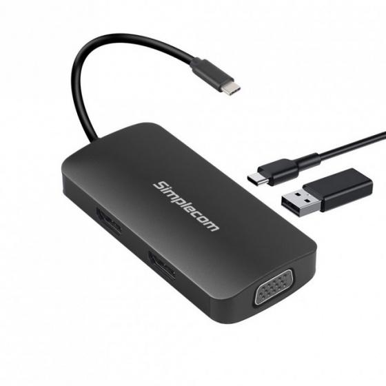 Simplecom DA450 USB 3 Type C to Dual HDMI, VGA and USB-C/A ports with power delivery
