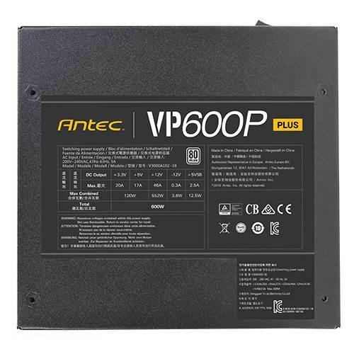 Antec VP600P 600W ATX Power Supply (80 Plus) (Bundle)