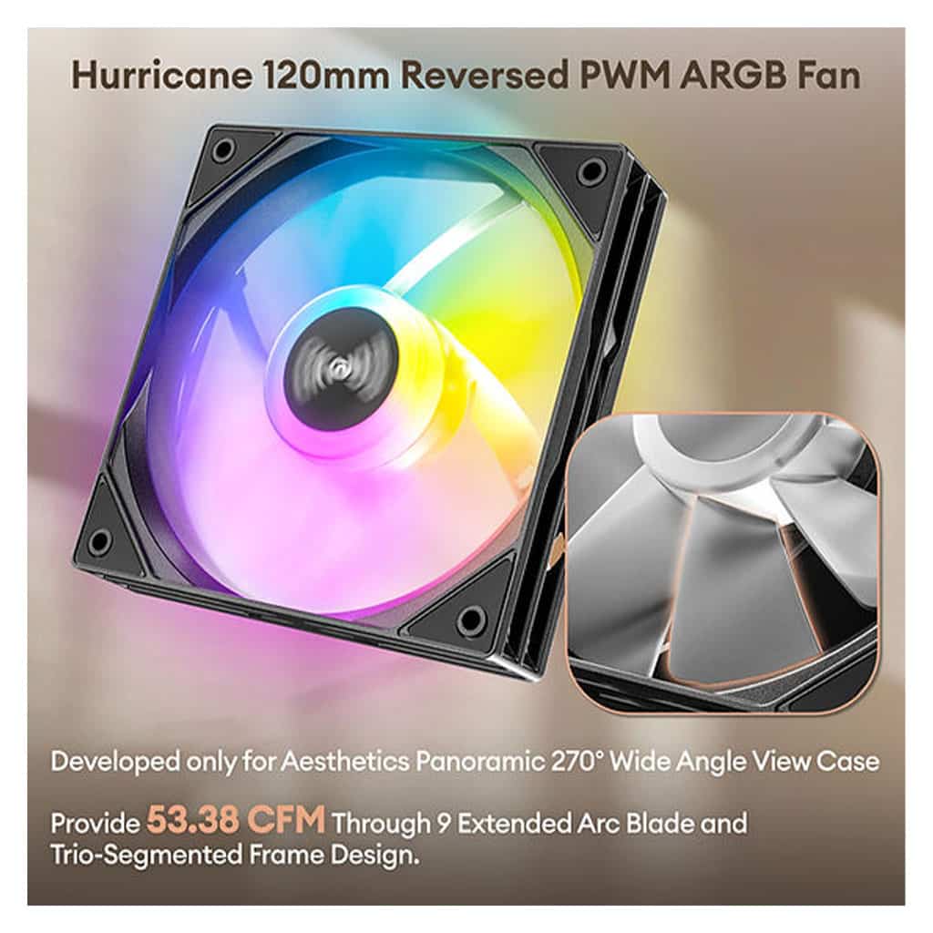 Okinos Mirage 6 Walnut Wood/Black ATX Case with 4xARGB Fans | Crox ...