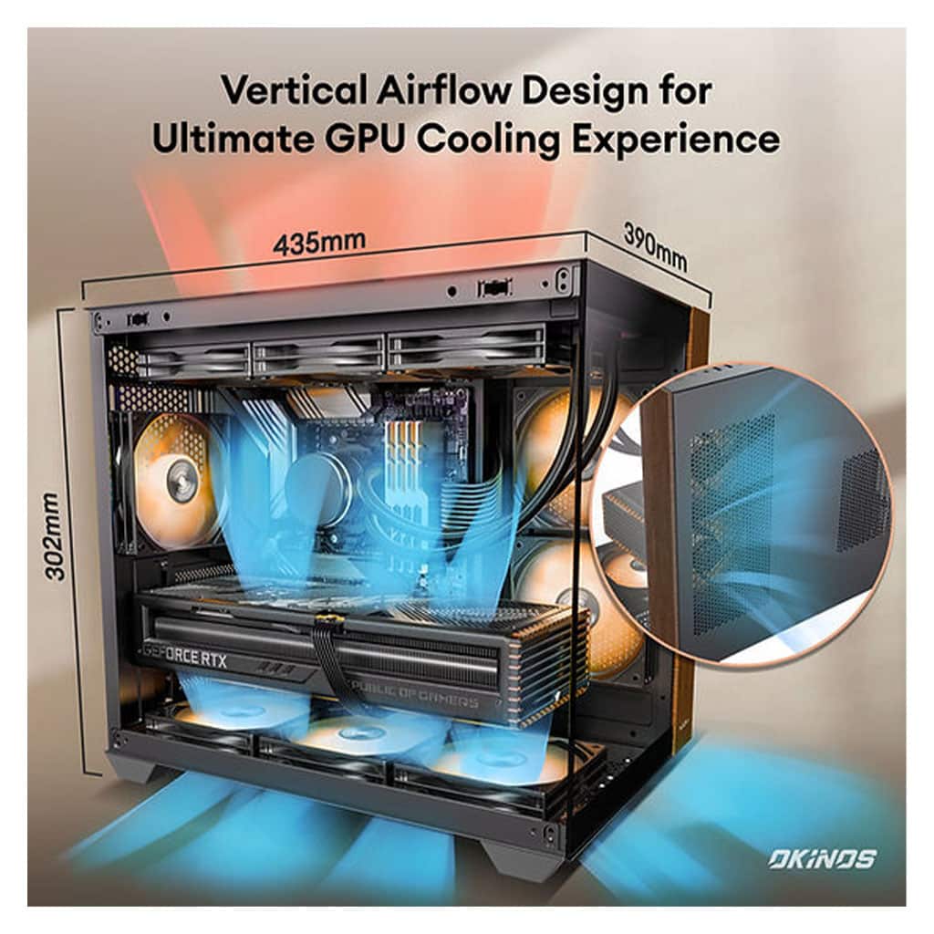 Okinos Mirage 6 Walnut Wood/Black ATX Case with 4xARGB Fans | Crox ...