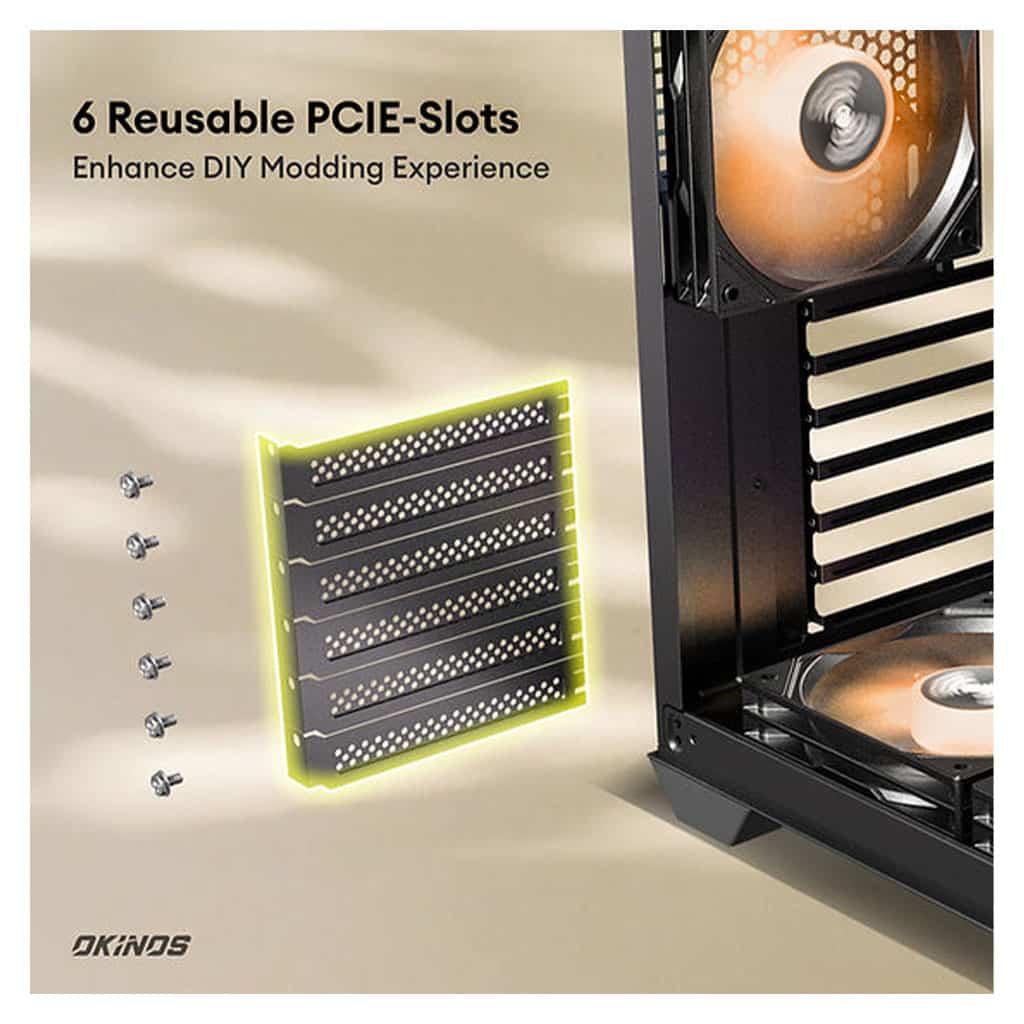 Okinos Mirage 6 Walnut Wood/Black ATX Case with 4xARGB Fans | Crox ...