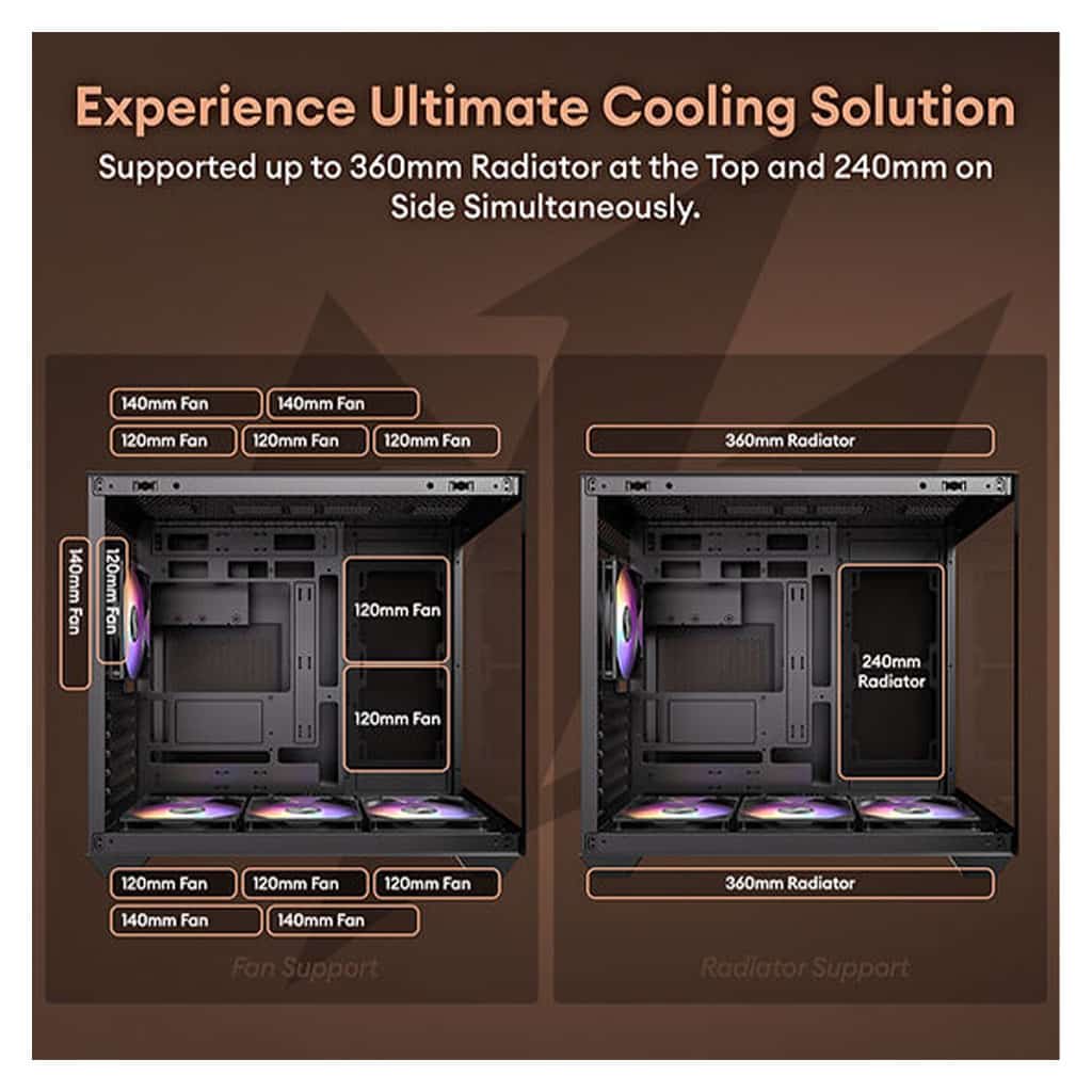 Okinos Mirage 6 Walnut Wood/Black ATX Case with 4xARGB Fans | Crox ...