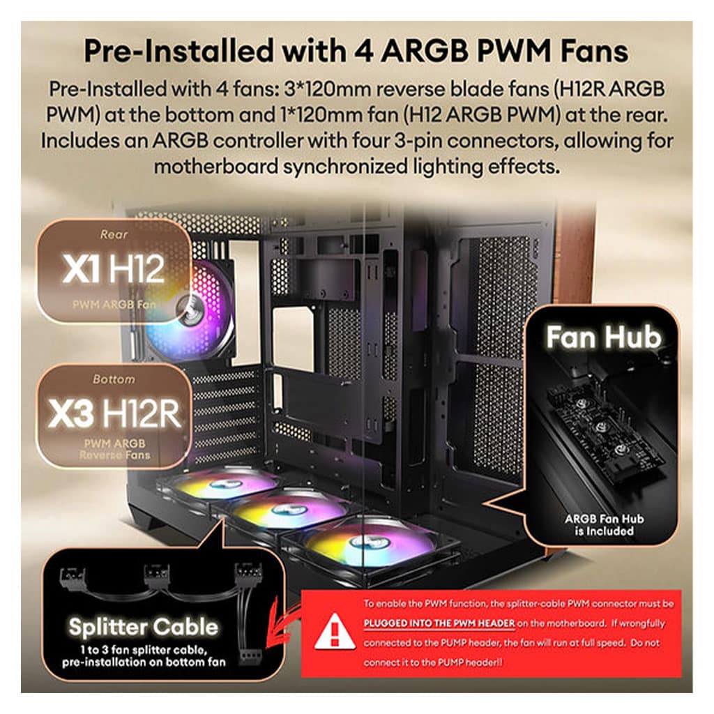 Okinos Mirage 6 Walnut Wood/Black ATX Case with 4xARGB Fans | Crox ...