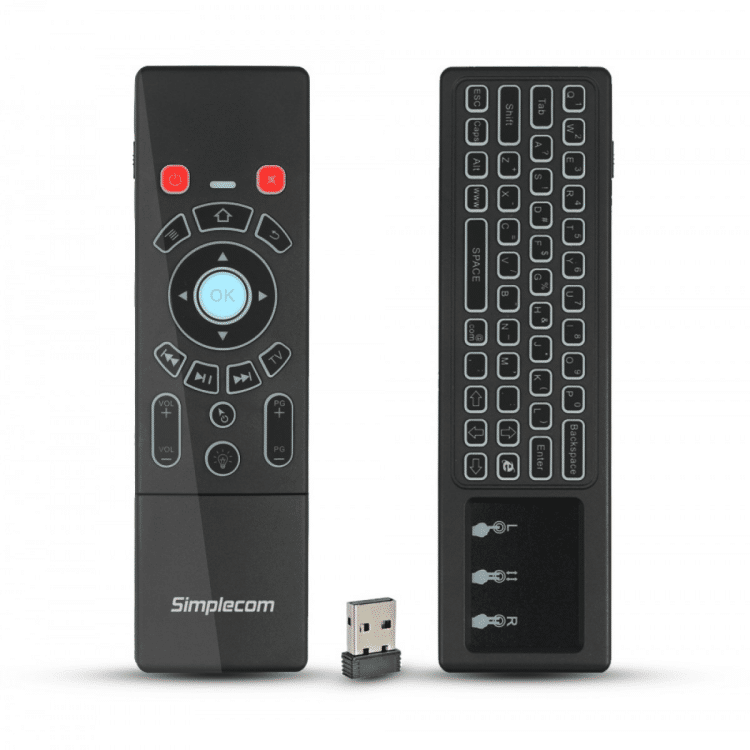 Simplecom RT250 2.4GHz Wireless Remote/Air Mouse/Keyboard with TouchPad and Backlight