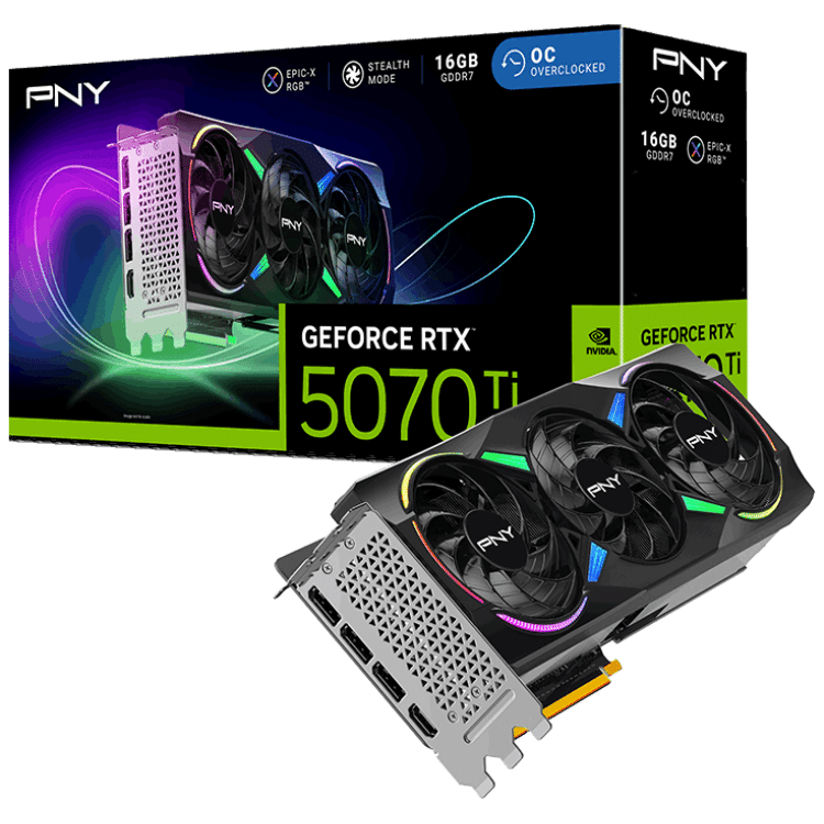 PNY GeForce RTX 5070 Ti 16G GDDR7 EPIC-X RGB OC Graphics Card