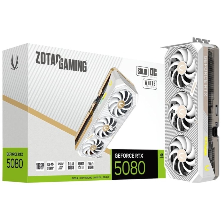 ZOTAC GeForce RTX 5080 16G GDDR7 Solid Core OC Graphics Card (White)