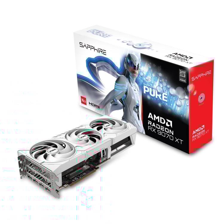 Sapphire PURE Radeon RX 9070 XT Gaming 16G GDDR6 Graphics Card (White)