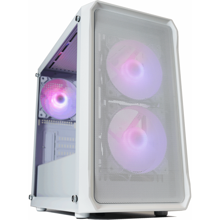 Crox S05M mATX Case with 3x120mm ARGB Fans (White)