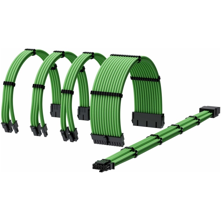 Sleeved Cable Kit 1xATX, 1xEPS(4+4), 2x8pin PCIe, 1x12VHPWR (Green)