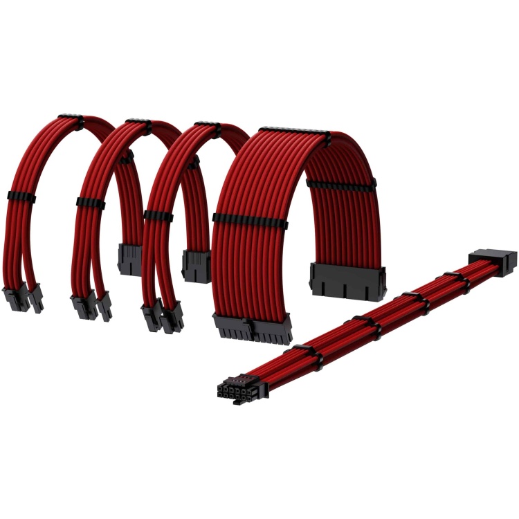 Sleeved Cable Kit 1xATX, 1xEPS(4+4), 2x8pin PCIe, 1x12VHPWR (Red)