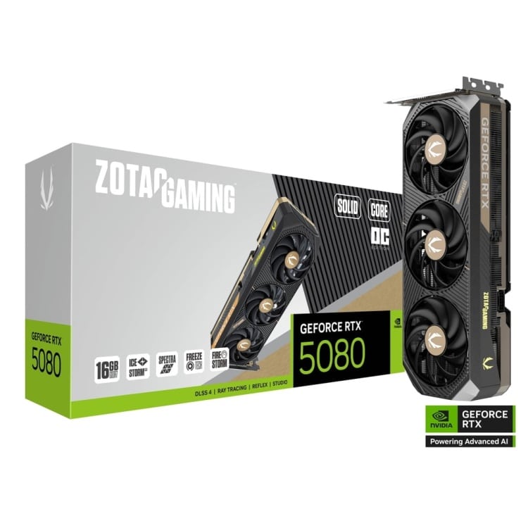 ZOTAC GeForce RTX 5080 16G GDDR7 Solid Core OC Graphics Card